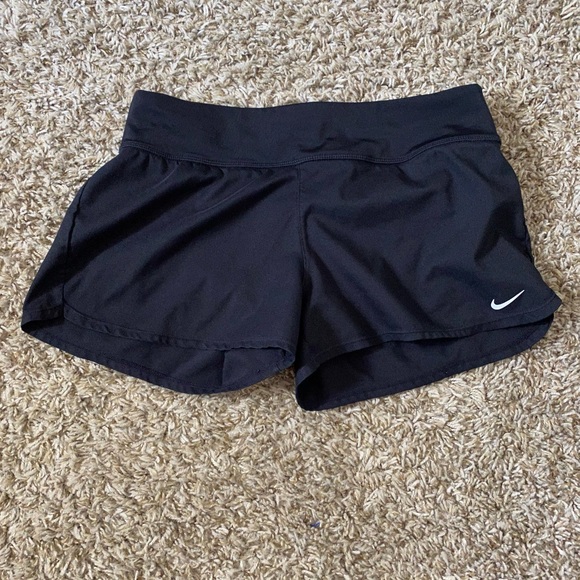 Nike black running short shorts size S with pocket and spandex underneath - Picture 1 of 9